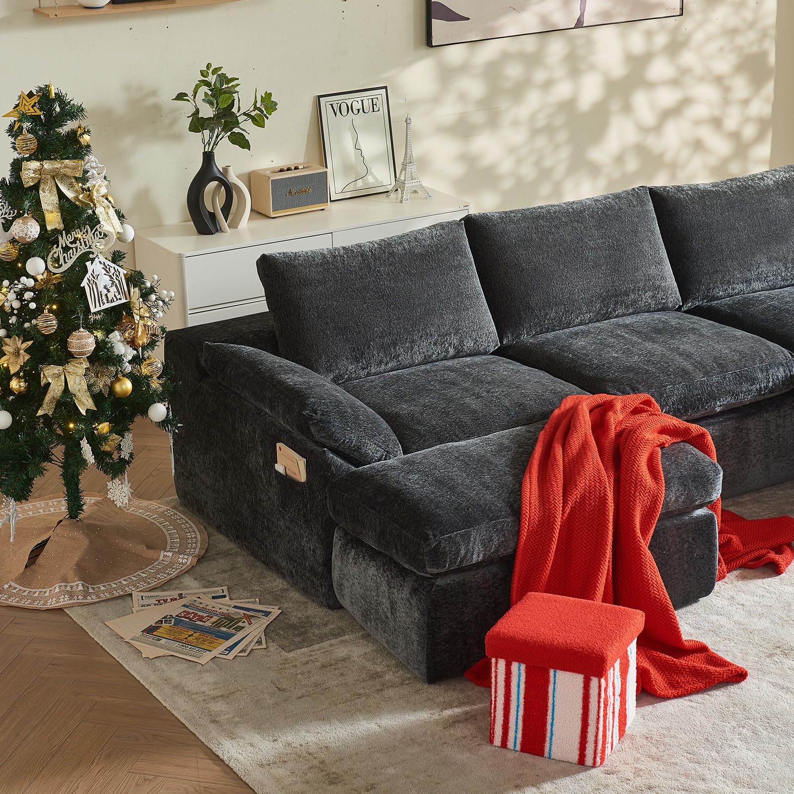 Modular U-Shaped Cloud Sectional Sofa with Ottoman