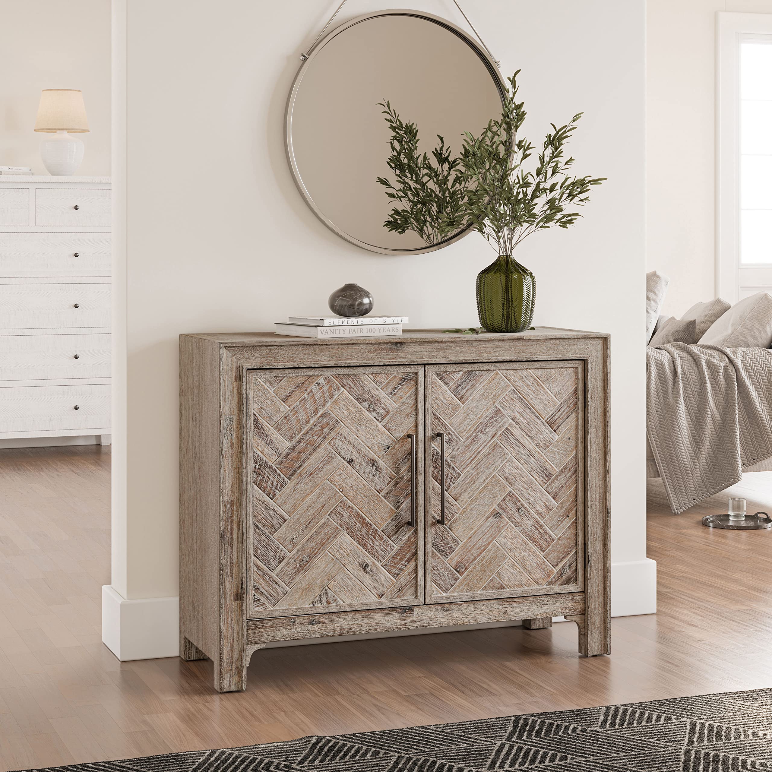 2-Door Accent Chest with Shelves – Grey Wash