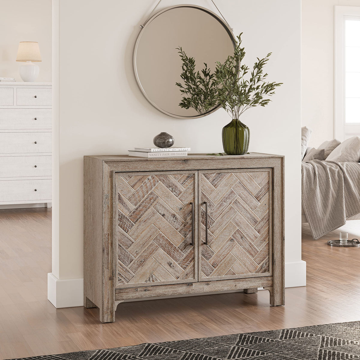 Gray Two-Door Accent Chest