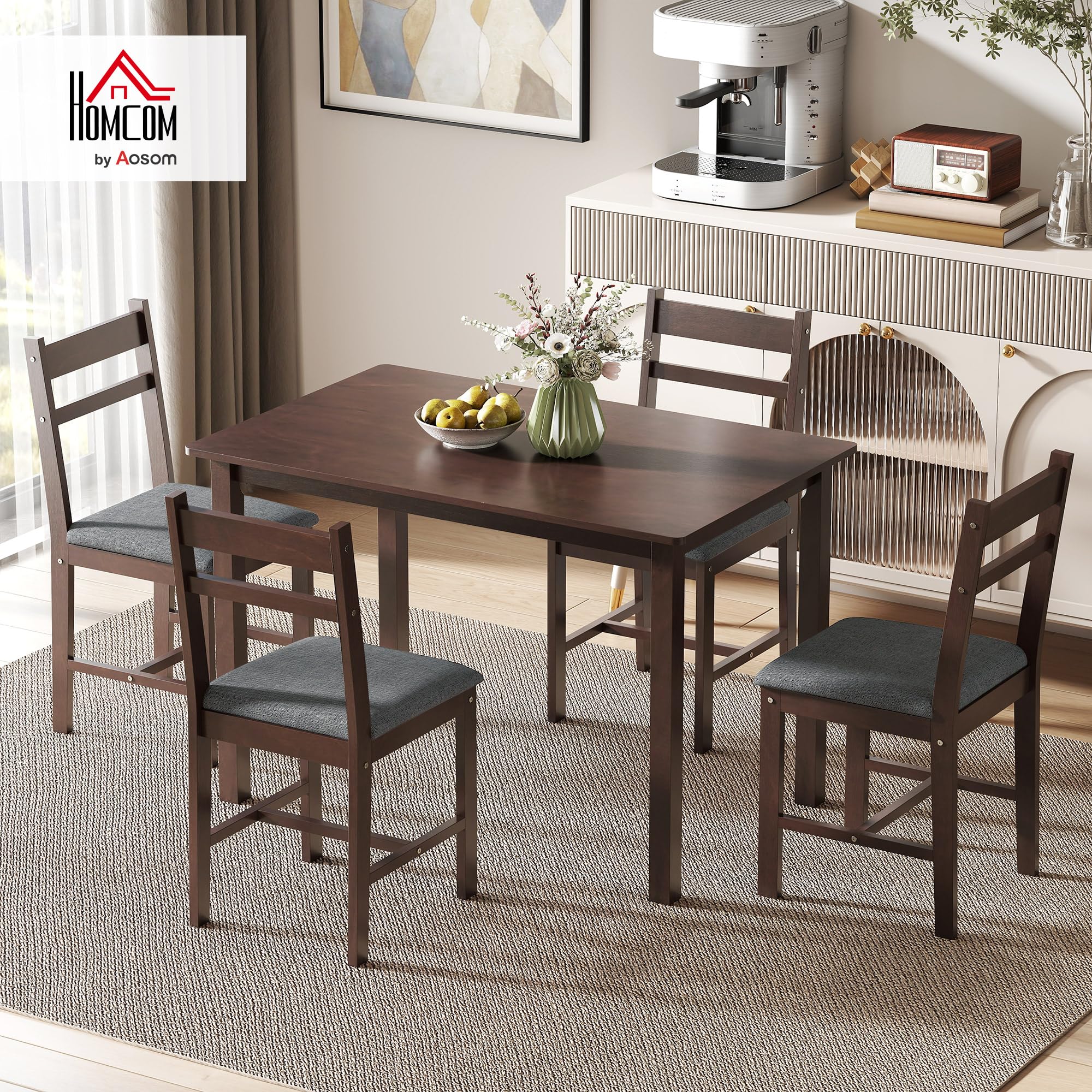 5-Piece Farmhouse Dining Table Set for 4