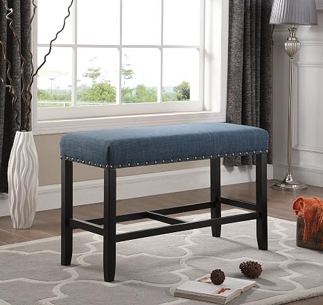 Fabric Counter Height Dining Bench with Nailhead Trim