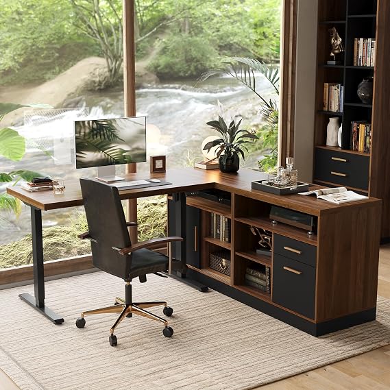 L-Shaped Standing Desk with Storage