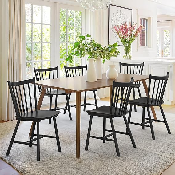 Farmhouse Spindle Back Dining Chairs, Set of 4