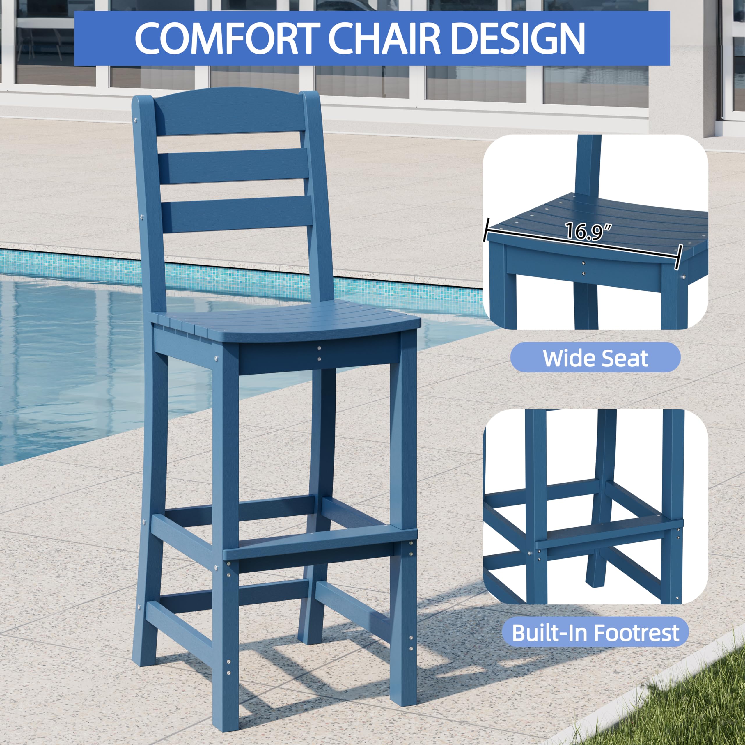 3-Piece Outdoor High-Top Bar Set with Adirondack Chairs
