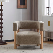 Low Profile Accent Chair with Boucle Fabric Cushion