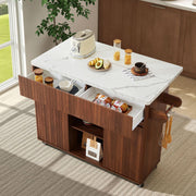 47" Mobile Kitchen Island with Drop Leaf & Storage