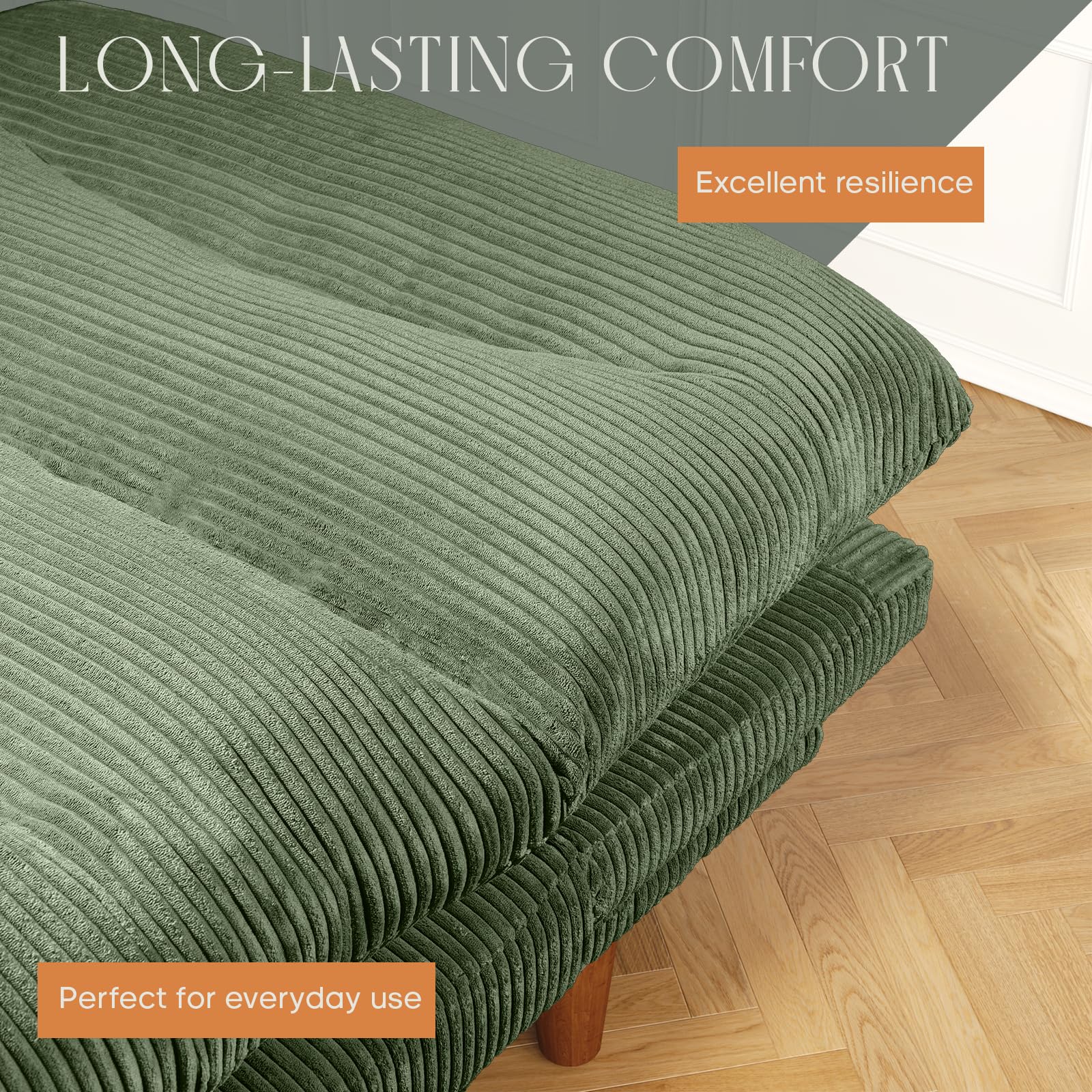 Convertible Futon Sofa Bed with Adjustable Backrest