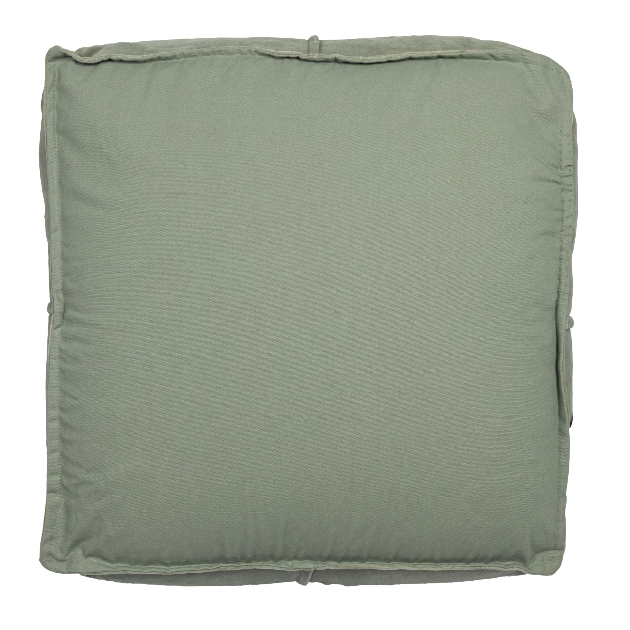 Creative Co-Op Square Cotton Velvet Pouf with Piped Detail, Sage Green