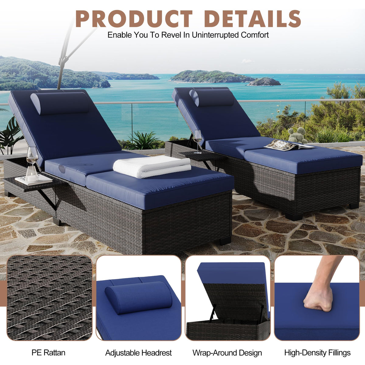 Wicker Chaise Lounge Set of 2