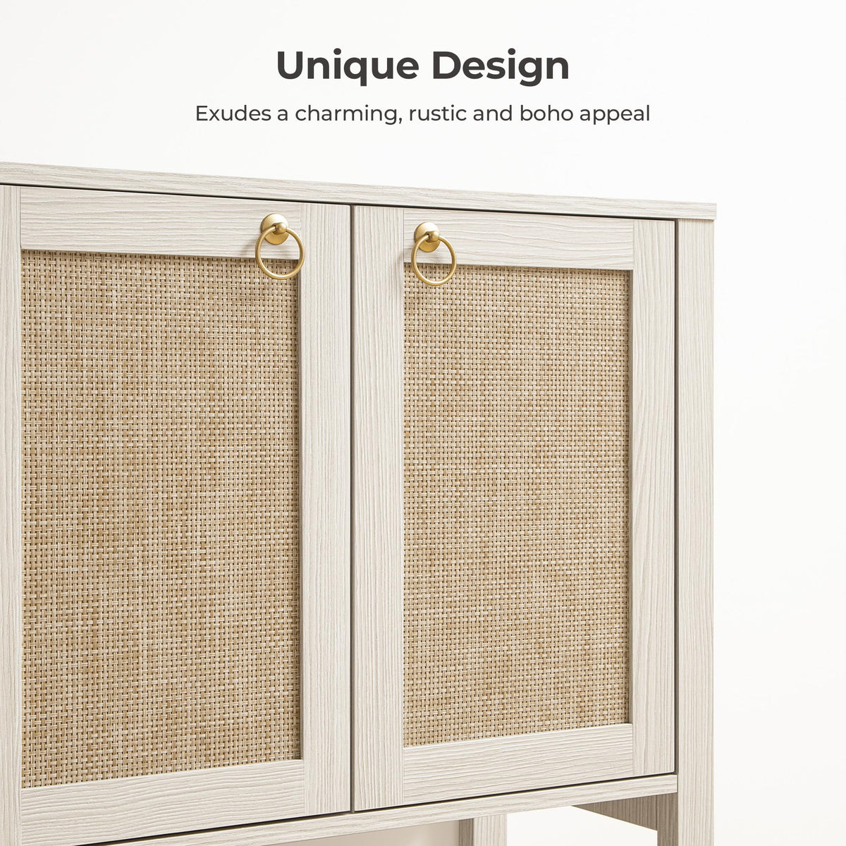 Rattan-Textured Sideboard Cabinet