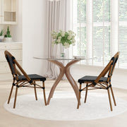 French Bistro Chairs with PE Rattan Seat & Back, Bamboo Finish Frame, Set of 2