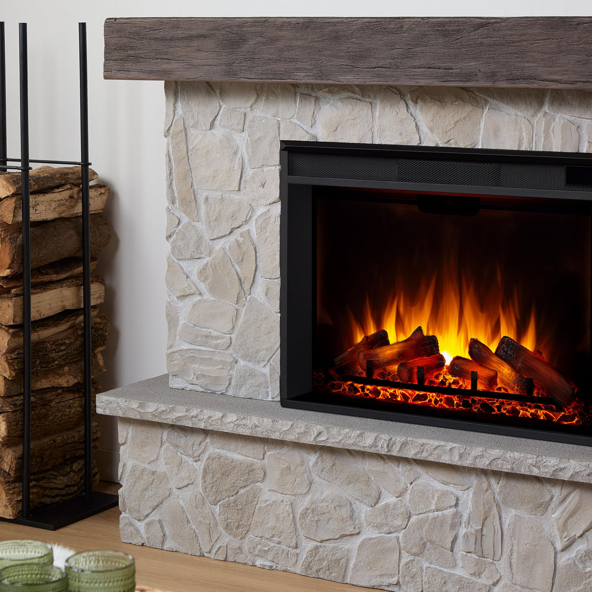 Stone-Look Electric Fireplace