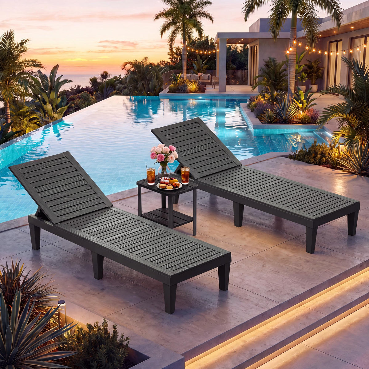 Adjustable Outdoor Chaise Lounge Set