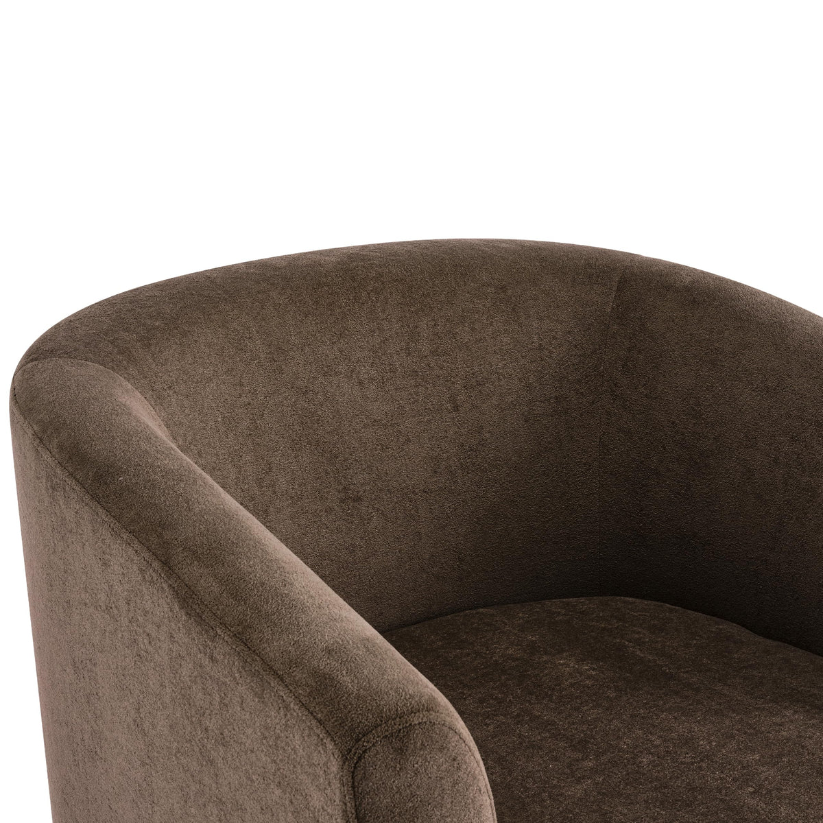 Brown Velvet Swivel Barrel Chair