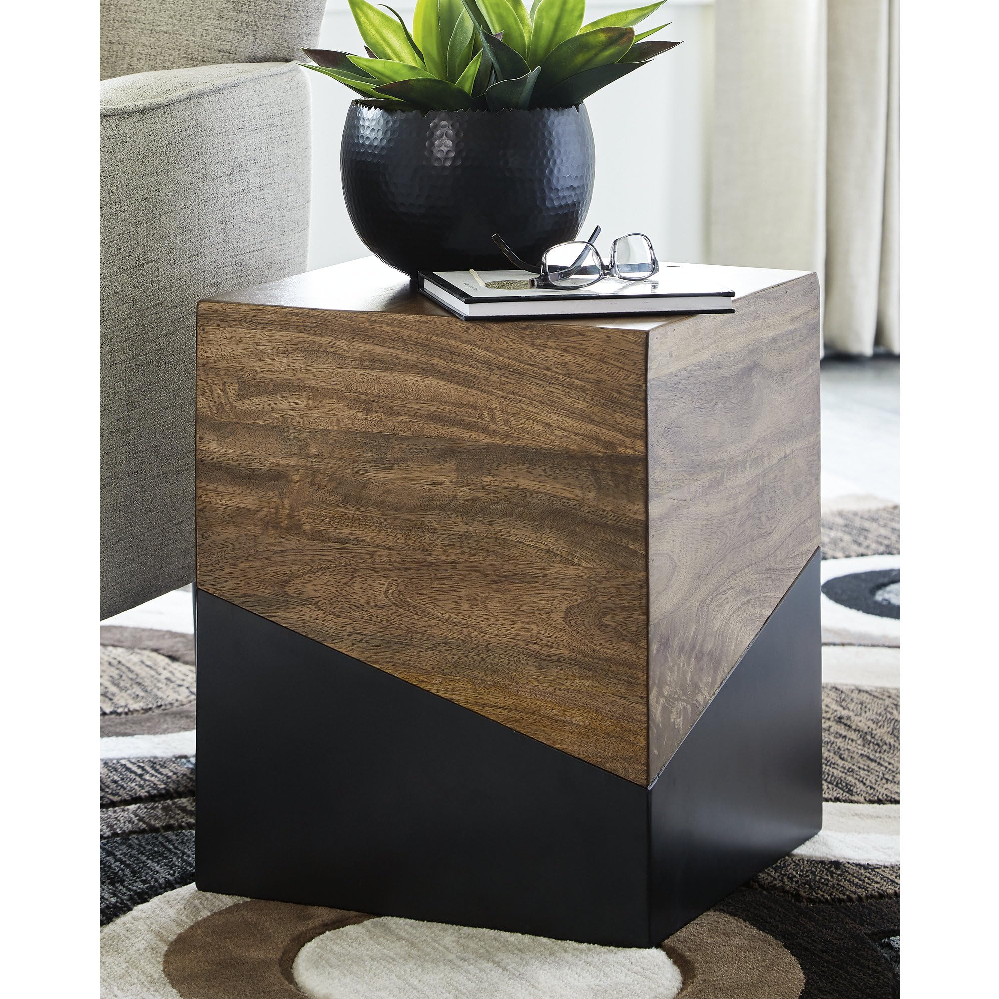 Two-Tone Wood Accent End Table