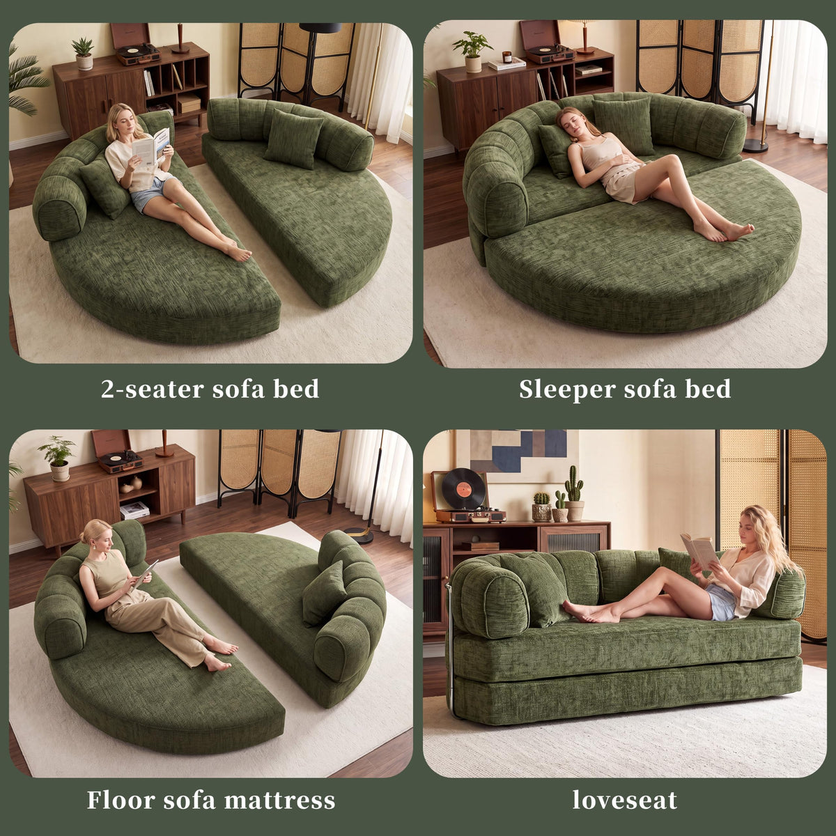 Chenille Convertible Sofa Bed
