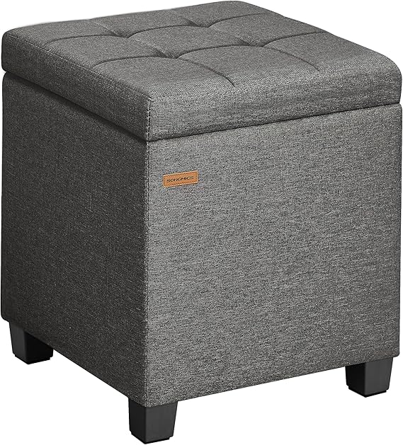 Square Storage Ottoman with Hinged Lid