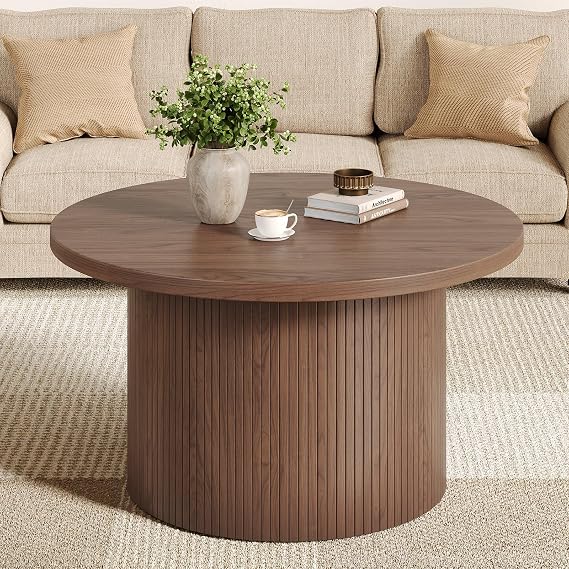 Black Fluted Round Coffee Table