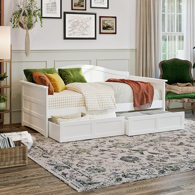 Twin Wood Daybed Frame with Storage Drawers