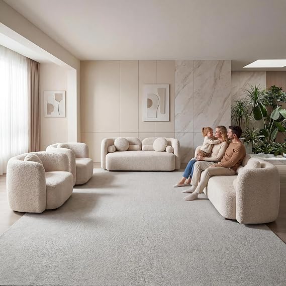 Modular Boucle Sofa Set with Pillows