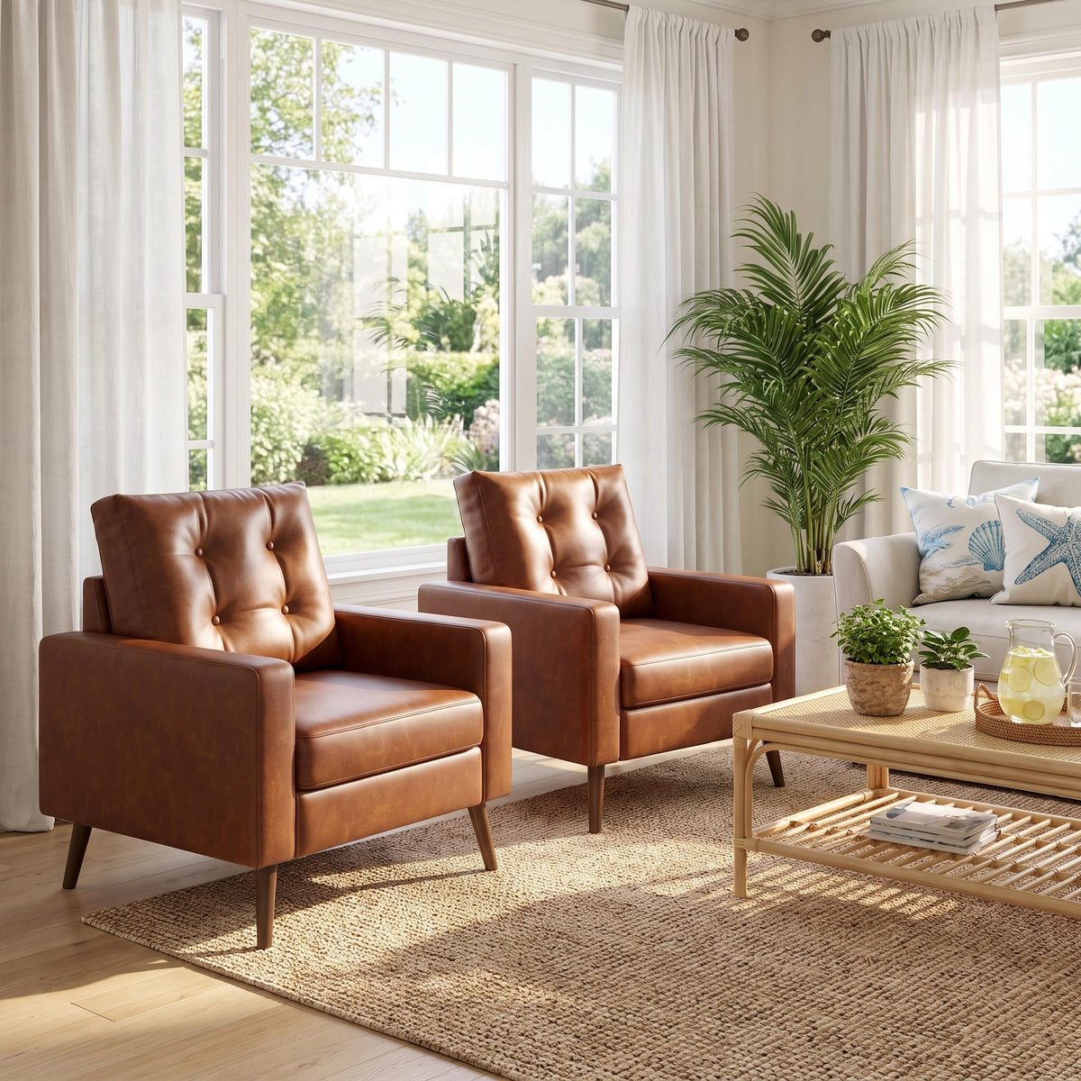 Mid-Century Faux Leather Armchair