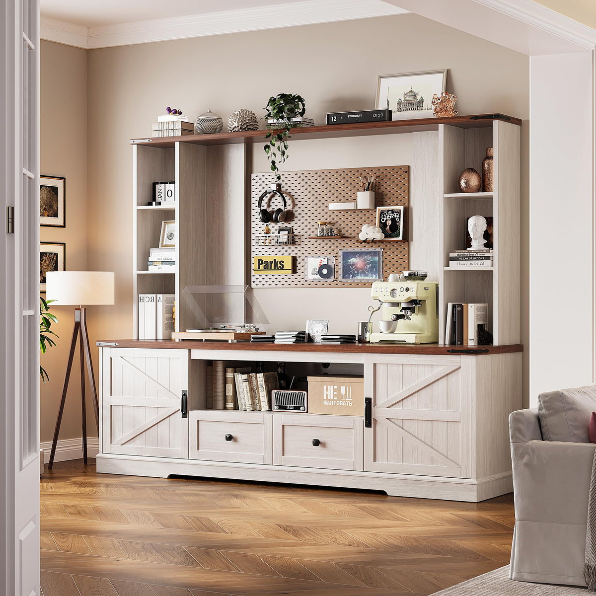 Farmhouse Entertainment Center with LED Lights