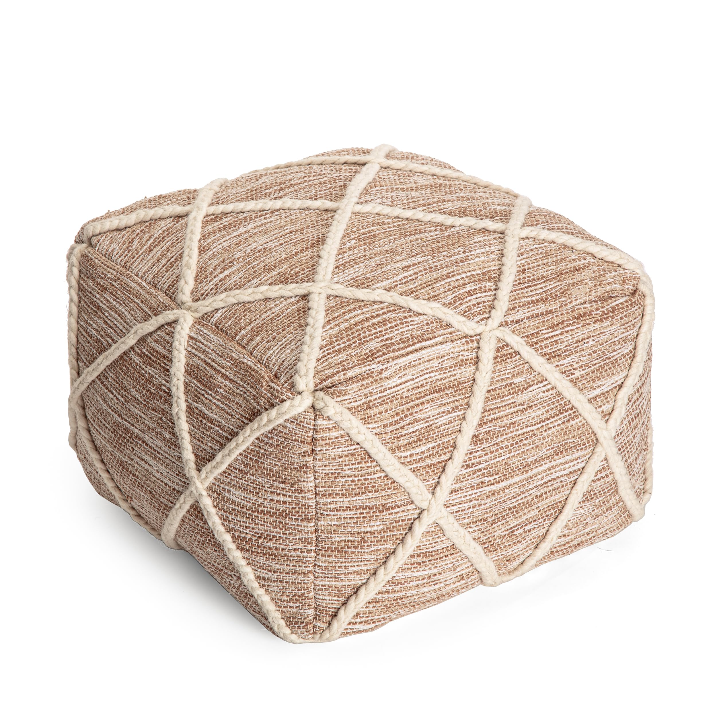 Anji Mountain Pouf Ottoman Foot Rest, Handmade Ottoman Pouf, Comfortable Foot Stool, Decorative Floor Seating for Living Room Decor, Bedroom & Home Décor Accent - Kirkwood Fields