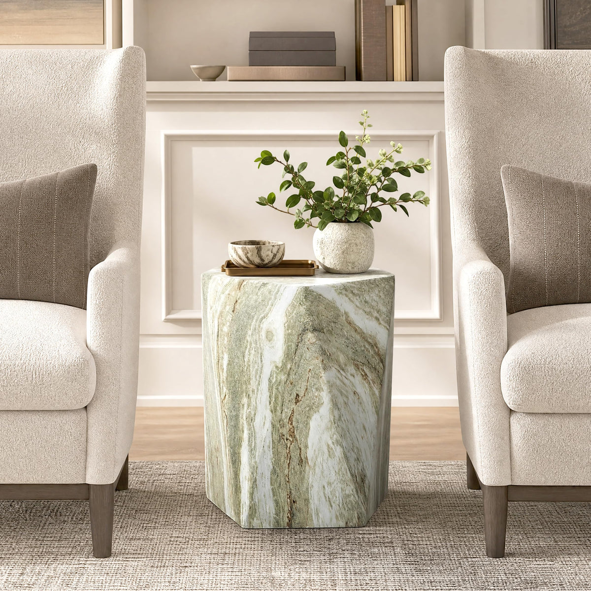 Marble-Look Indoor Outdoor Side Table