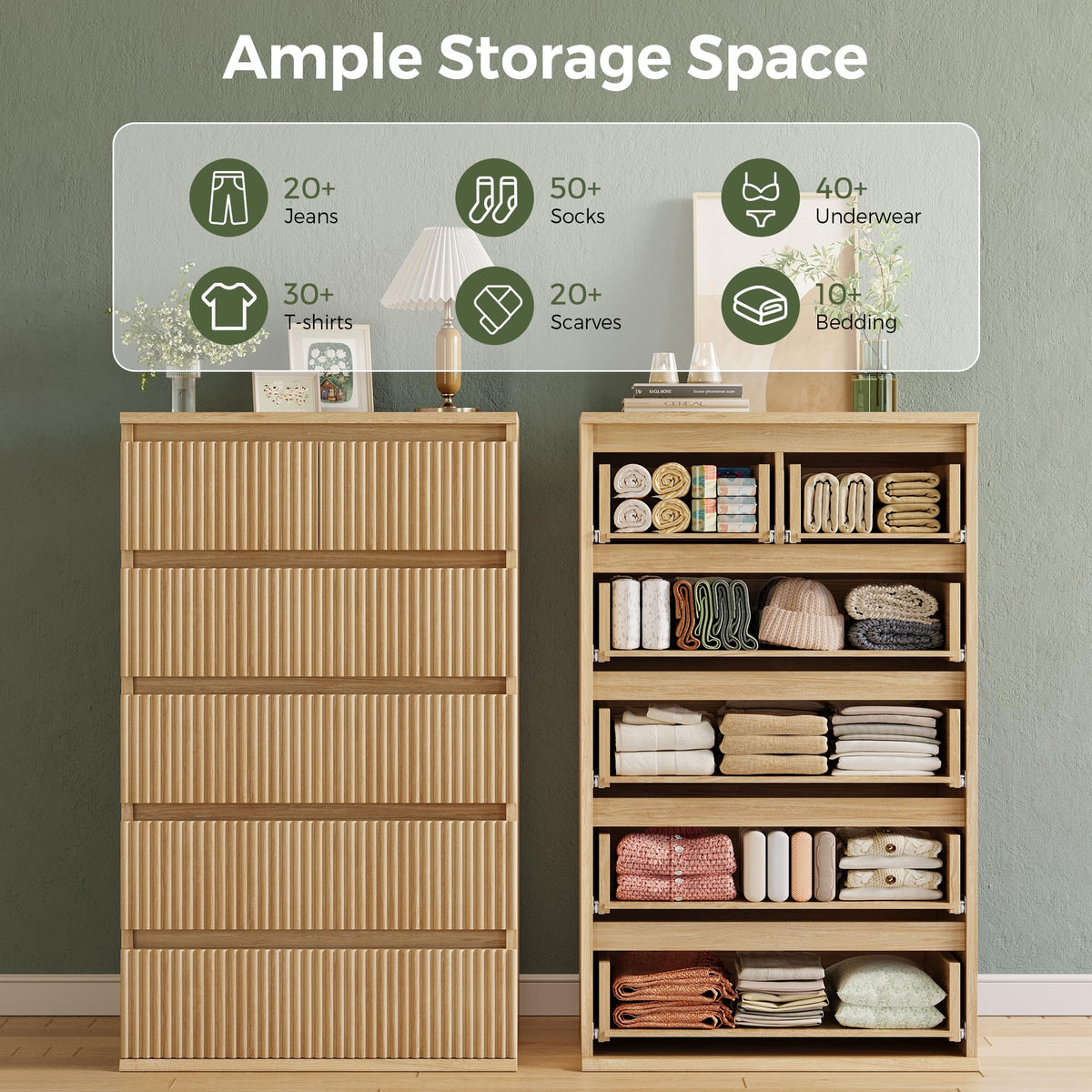6-Drawer Fluted Dresser