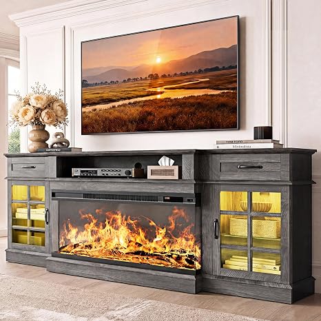 80" TV Stand with 36" Electric Fireplace