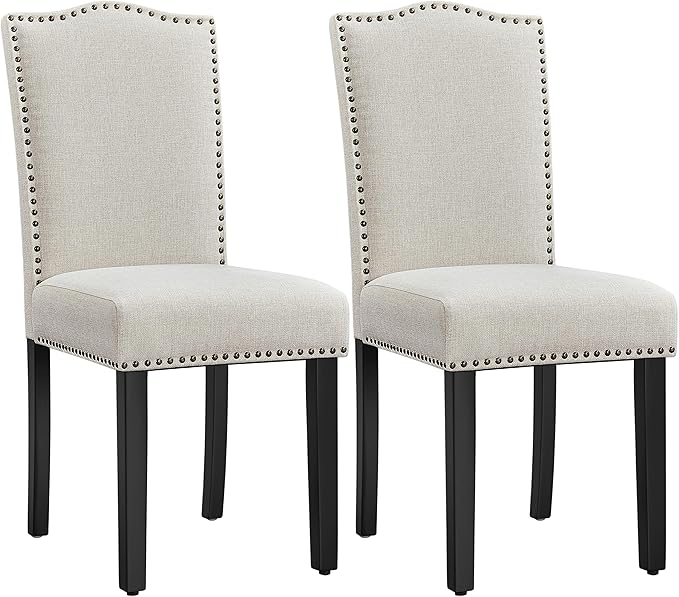 Upholstered Dining Chairs with Rubberwood Legs