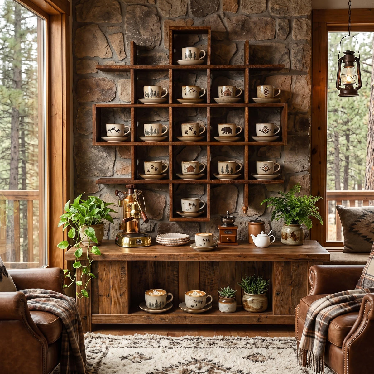 Rustic Wood Wall Display Shelf
