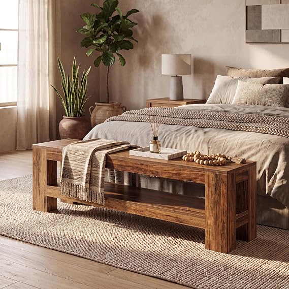 Dining Bench with Storage Shelf
