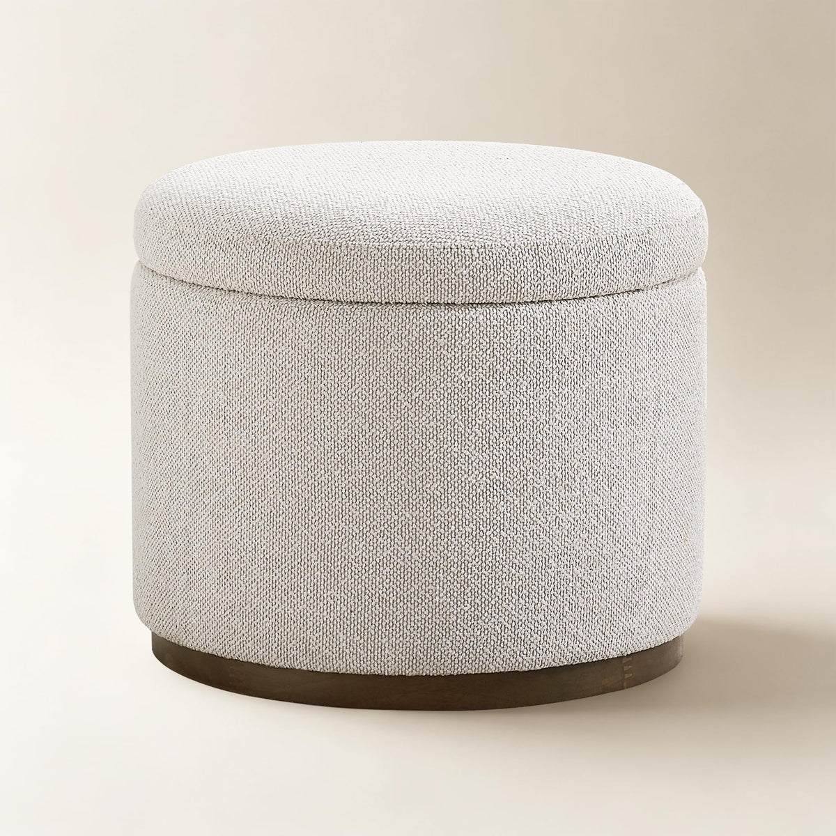 Dolamy Round Storage Ottoman, 20" Boucle Ottoman Foot Rest Stool(Beige)