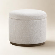 Dolamy Round Storage Ottoman, 20" Boucle Ottoman Foot Rest Stool(Beige)