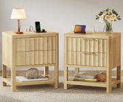 Tall Nightstand with Charging Station & 2 Drawers