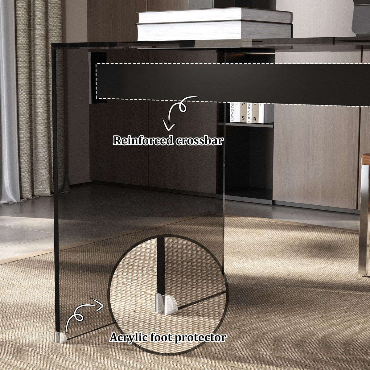 Clear Glass Desk with Storage