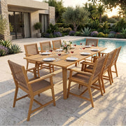 Outdoor Dining Set – Acacia Wood & Rattan Table and Chairs