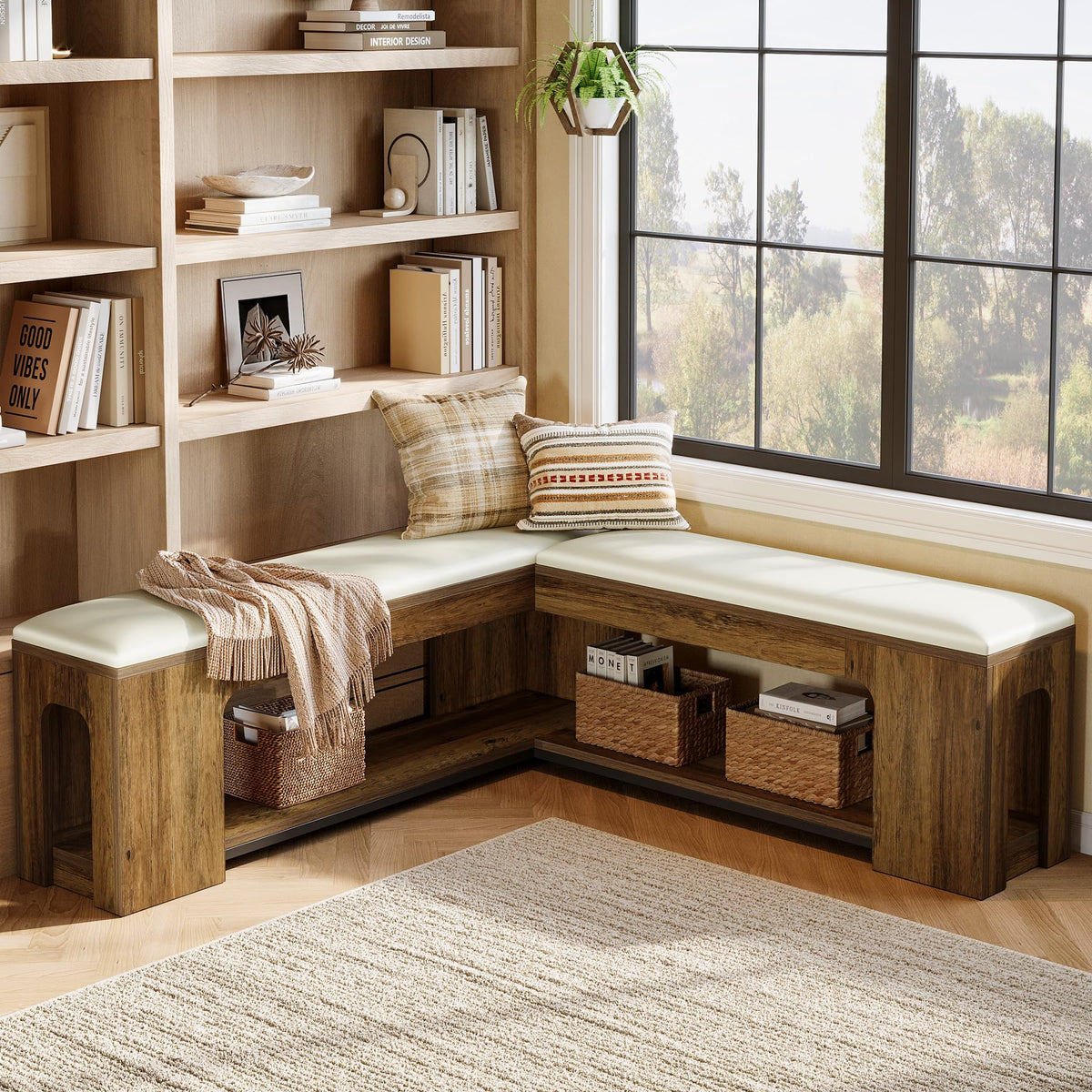 L-Shaped Corner Storage Bench