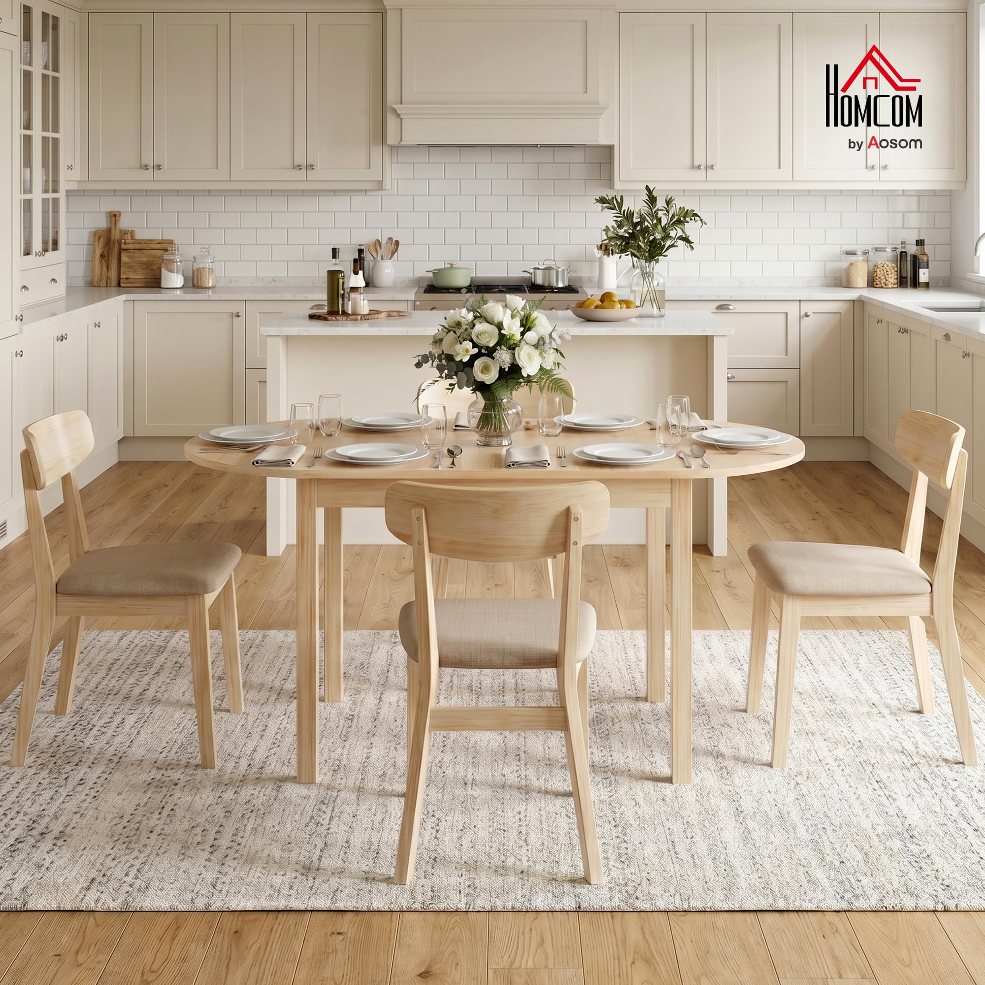 Drop Leaf Dining Table, Solid Wood, Seats 4–6