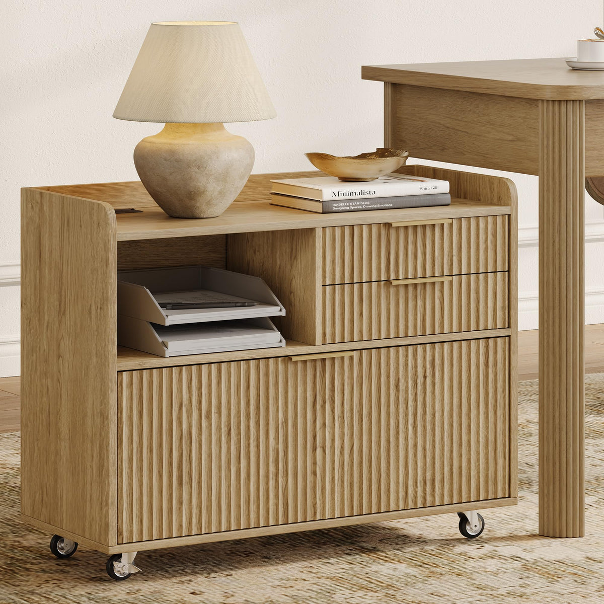 3-Drawer File Cabinet with Charging Station