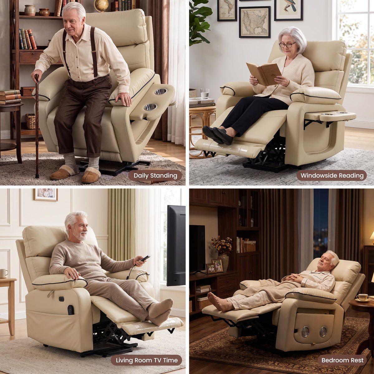FiveWillowise Power Lift Recliner Chair for Elderly,Lift Assist Stand,Brown