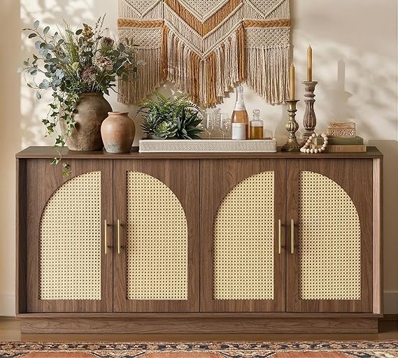 67" Mid-Century Modern Sideboard Cabinet with Arched Doors