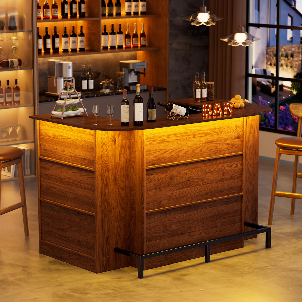 U-Shaped LED Home Bar