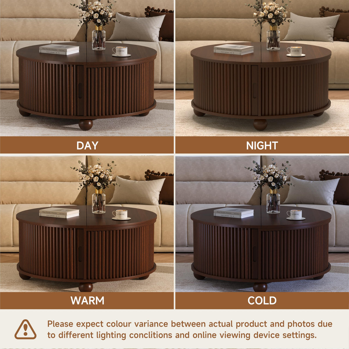 Fluted Round Storage Coffee Table