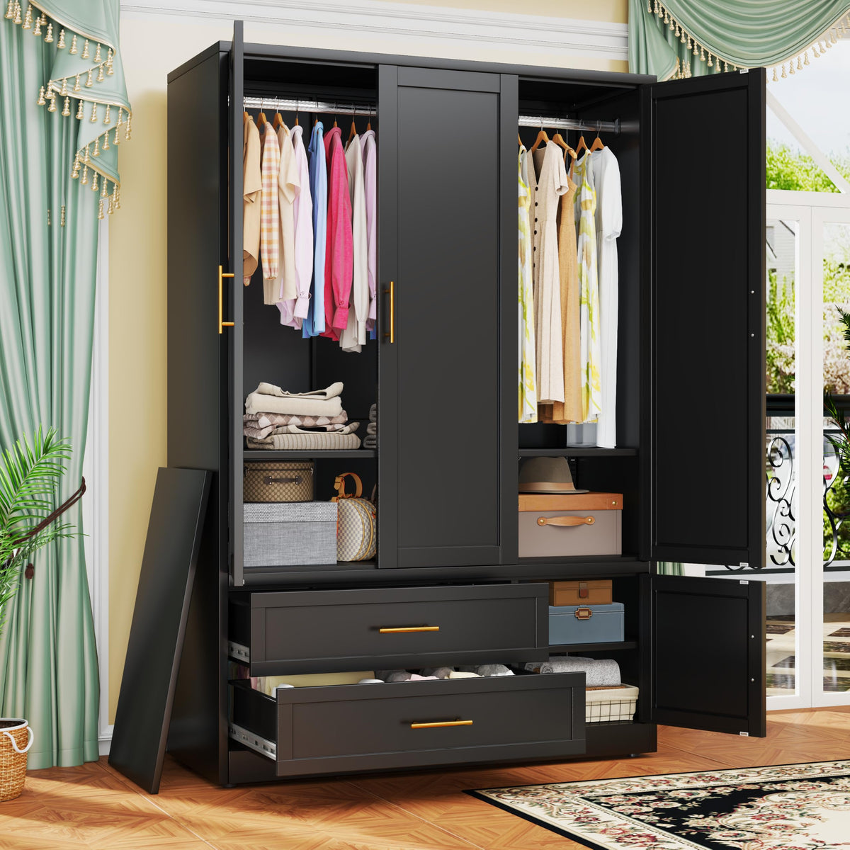 GAIOUS Metal Armoire Wardrobe Closet, Freestanding Clothing Storage Cabinet