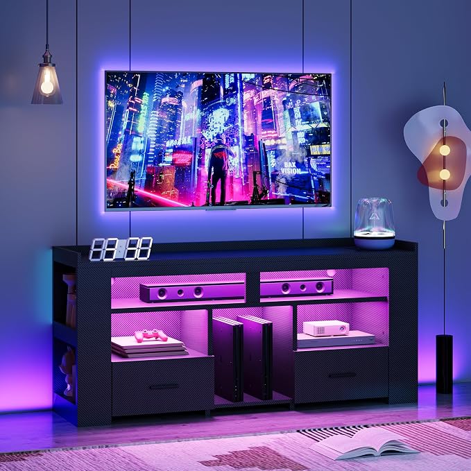LED TV Stand with Charging Station