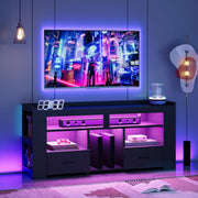 TV Stand with LED Lighting & Charging Station