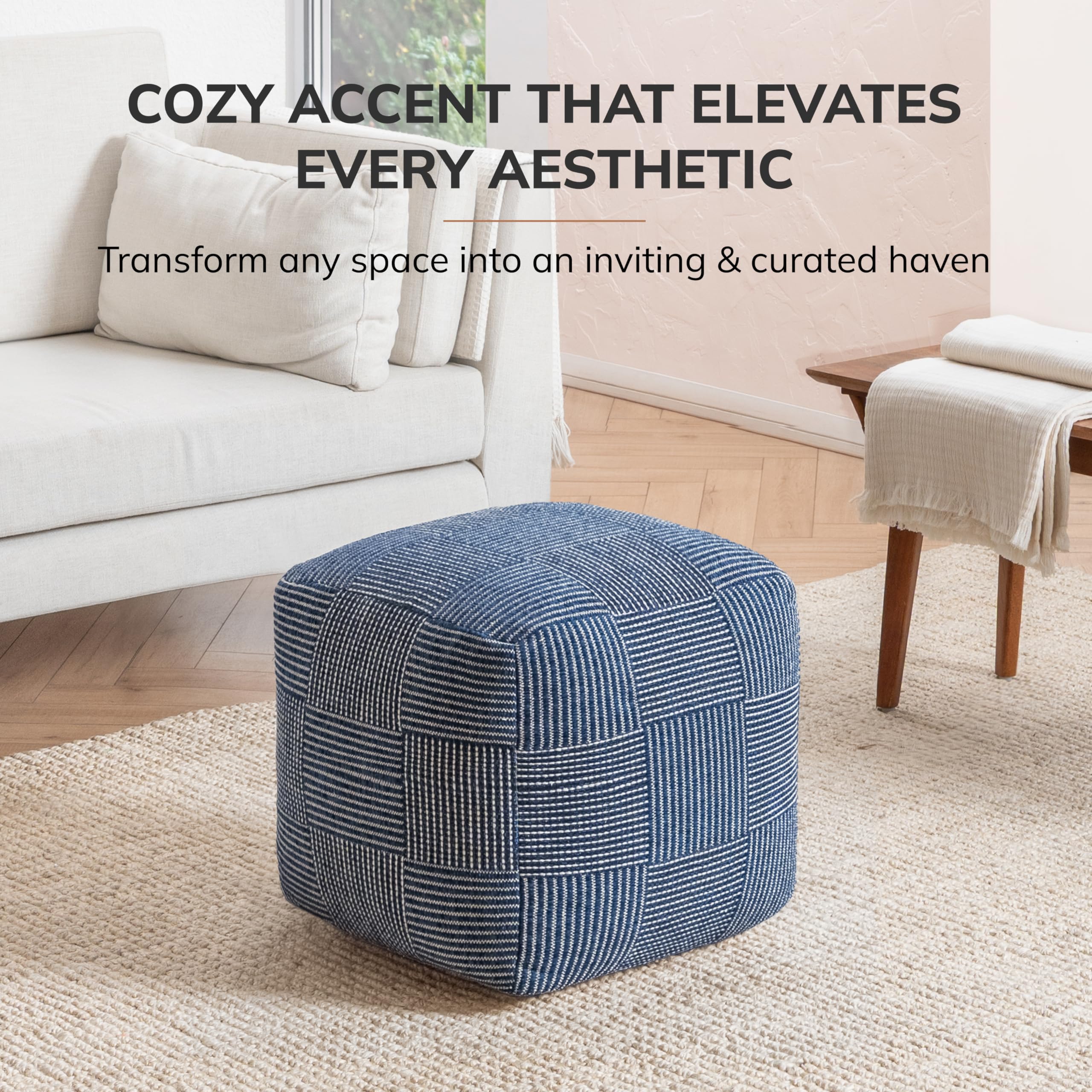 Square Pouf Ottoman Footrest