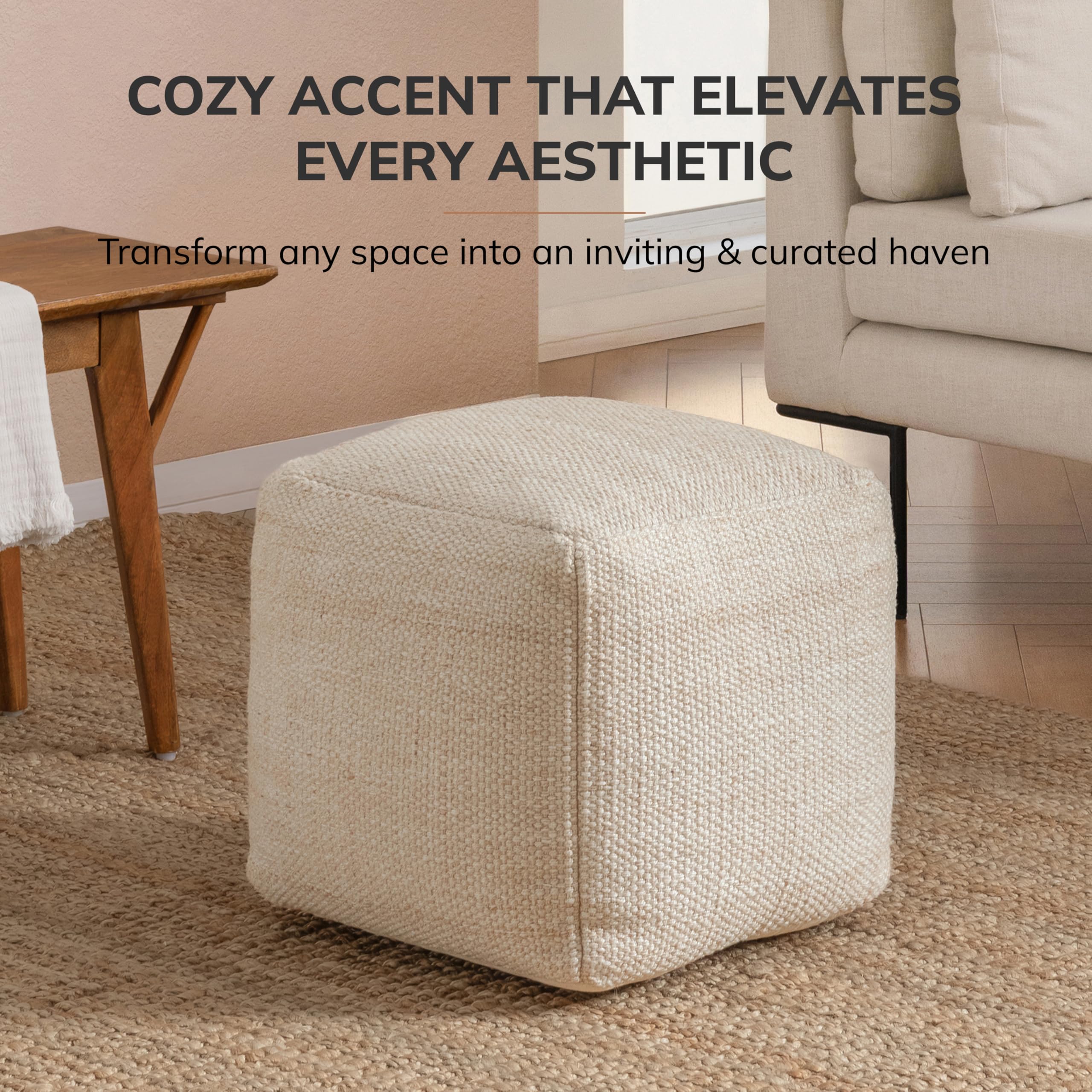 Square Pouf Ottoman Footrest